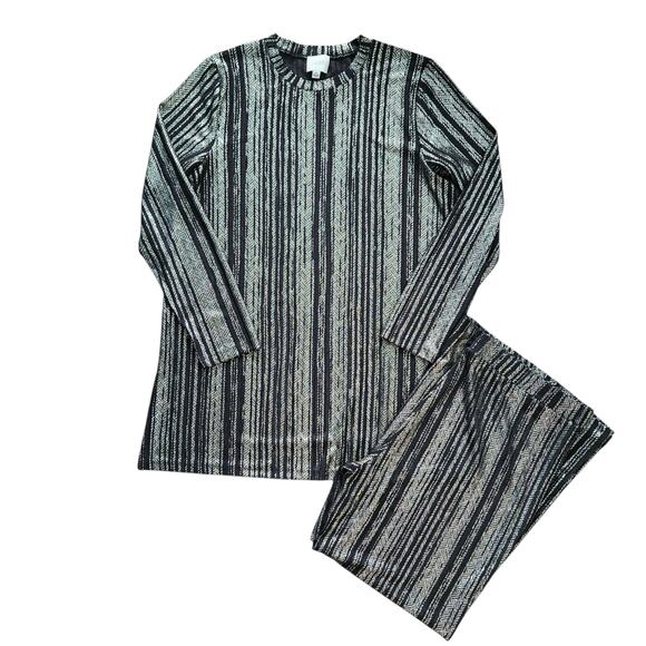 Johnny Was Jenna Metallic Rib-Knit Crewneck Tunic and Easy Pant Set XL Evening - Picture 1 of 12